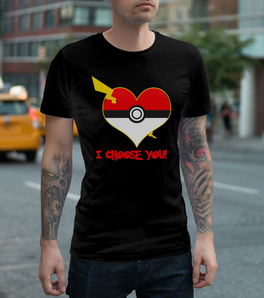 I Choose You Poké Ball Heart with Lightning Bolt T-Shirt