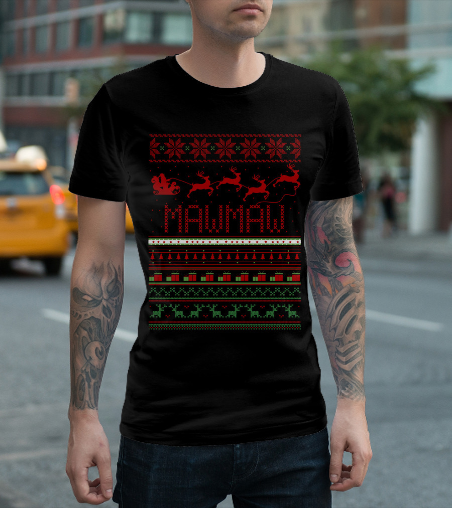 Mawmaw Christmas Reindeer Sleigh Ugly T-Shirt