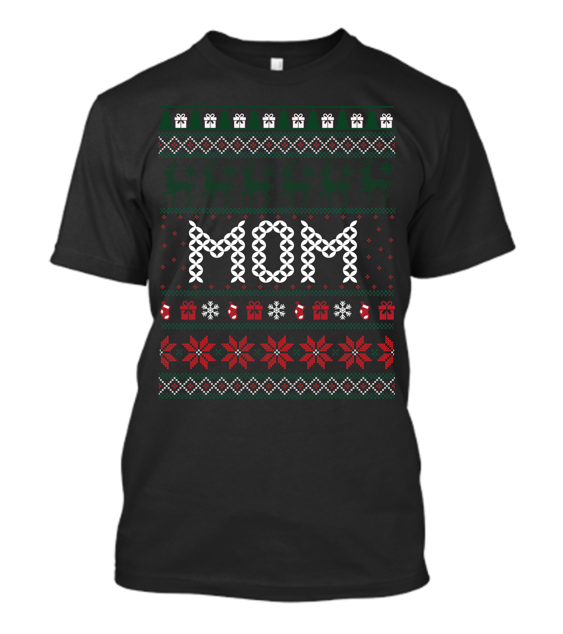 Merry Christmas Reindeer Snowflakes Gifts Patterns Mom T-Shirt