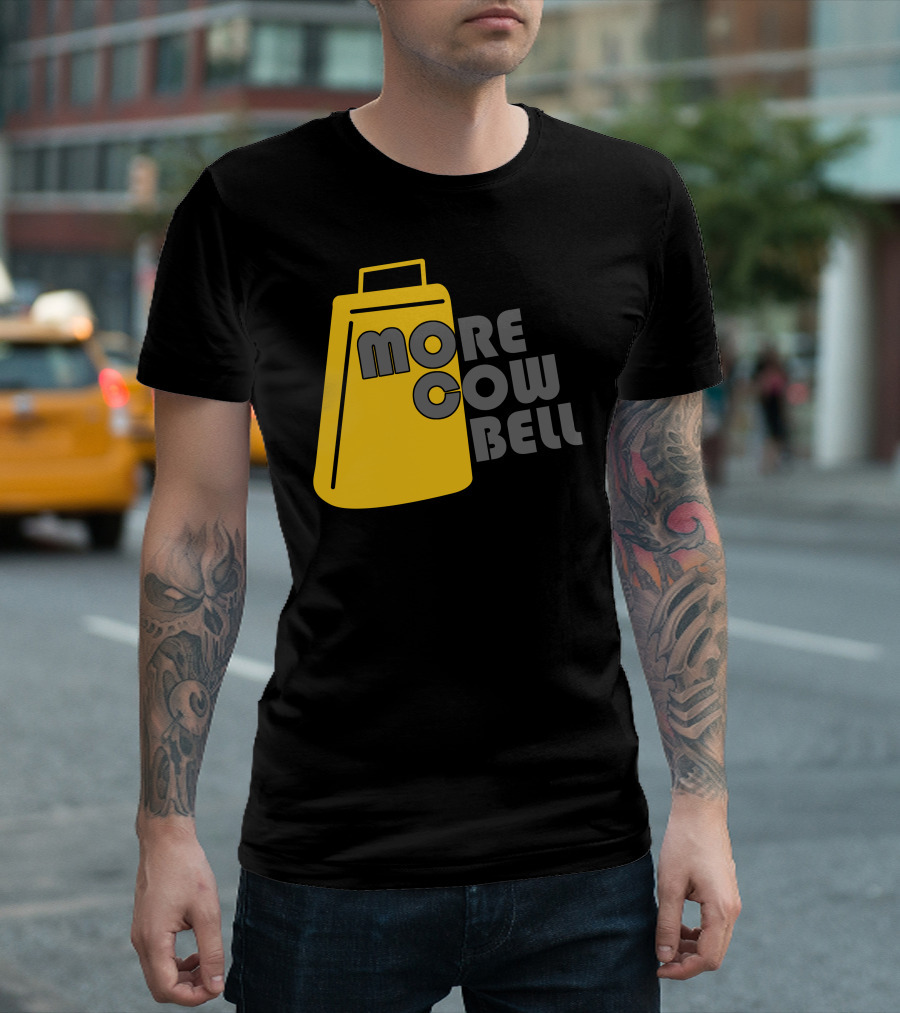 More Cowbell Classic Music Reference Yellow Cowbell T-Shirt