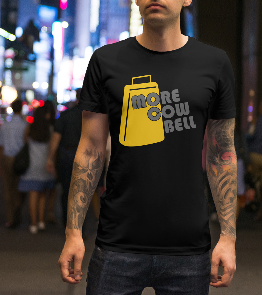 More Cowbell Classic Music Reference Yellow Cowbell T-Shirt