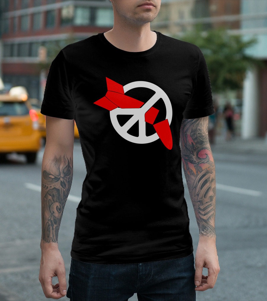 Peace Symbol with Red Bomb Nuclear Disarmament War Peace T-Shirt