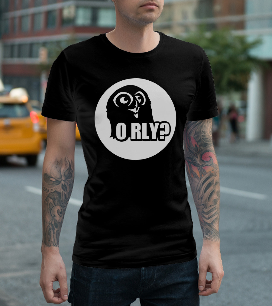 O RLY Owl Meme Humor Black and White Circle T-Shirt