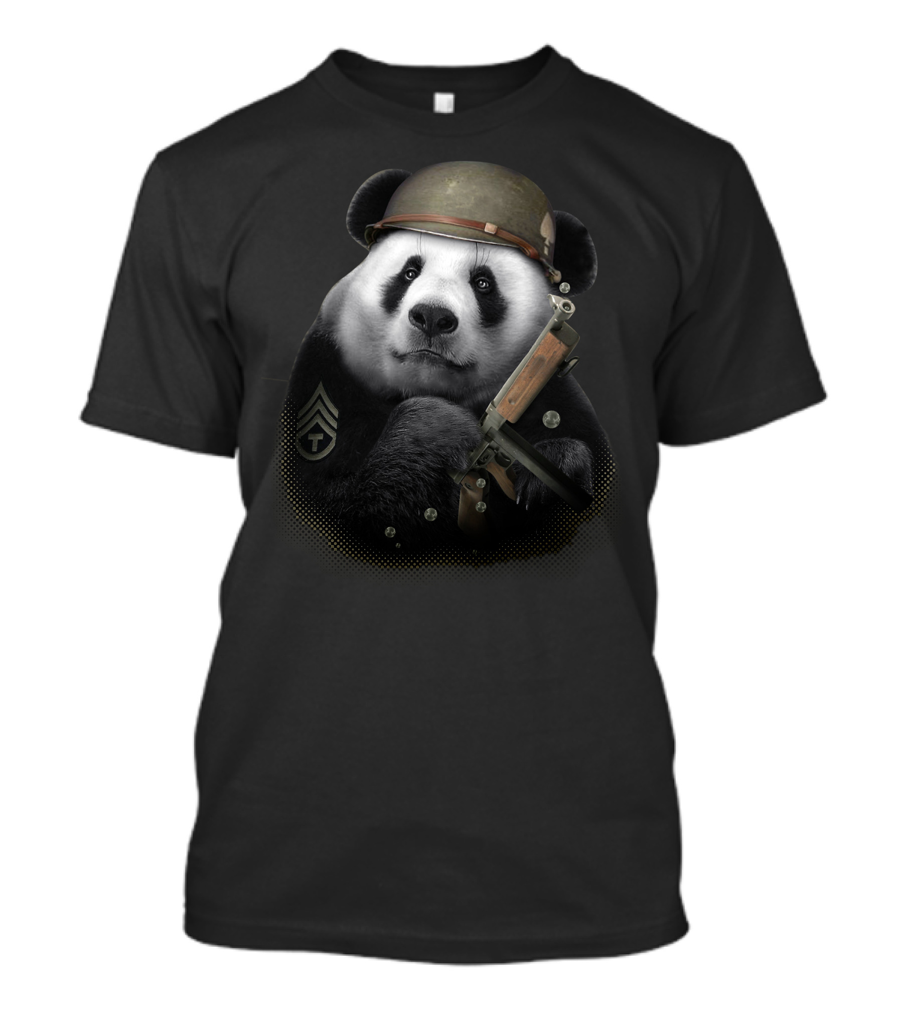 Panda Soldier Military Helmet Sergeant Patch T-Shirt