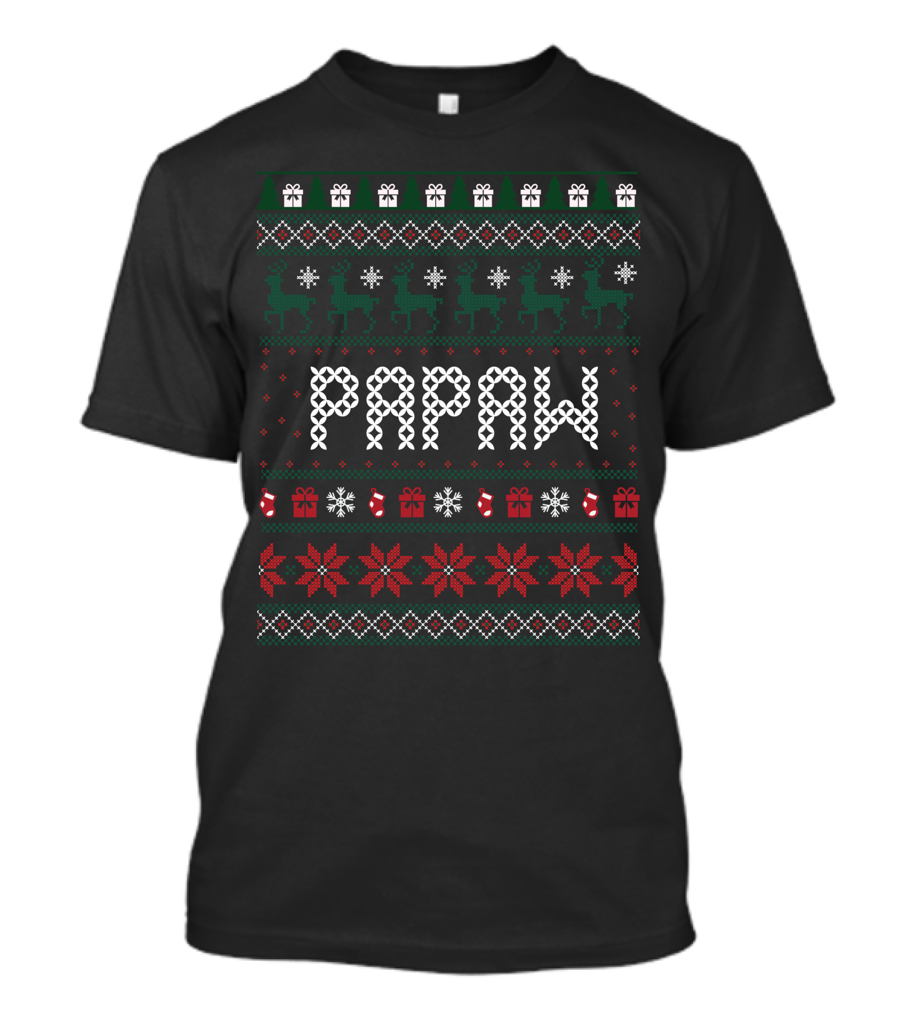 Papaw Christmas Ugly Sweater Reindeer Snowflakes Gifts T-Shirt
