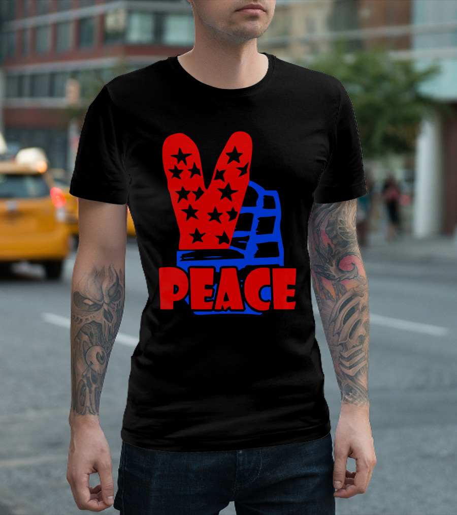 Peace Stars and Stripes Hand T-Shirt