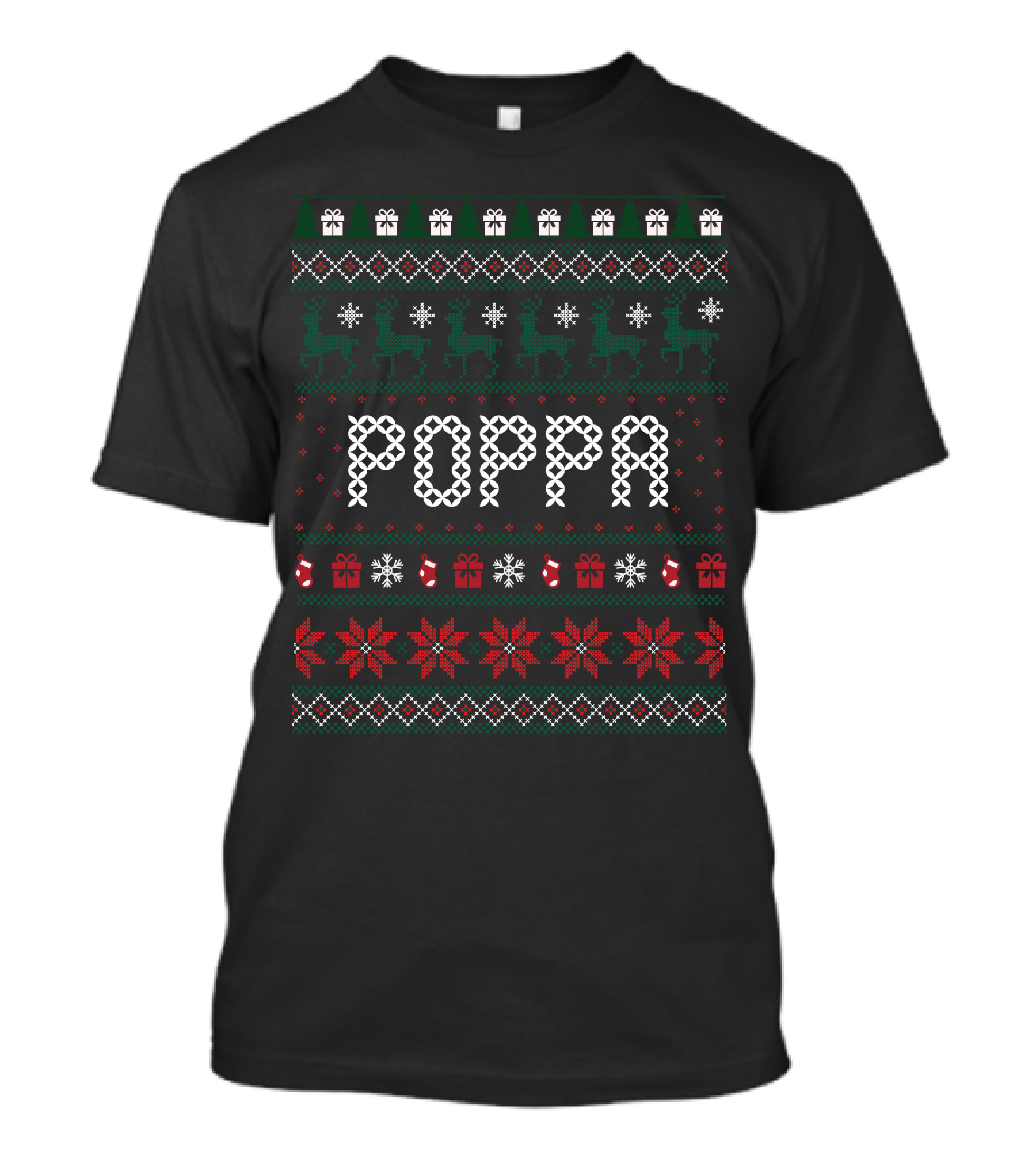 Poppa Christmas Reindeer Ugly T-Shirt