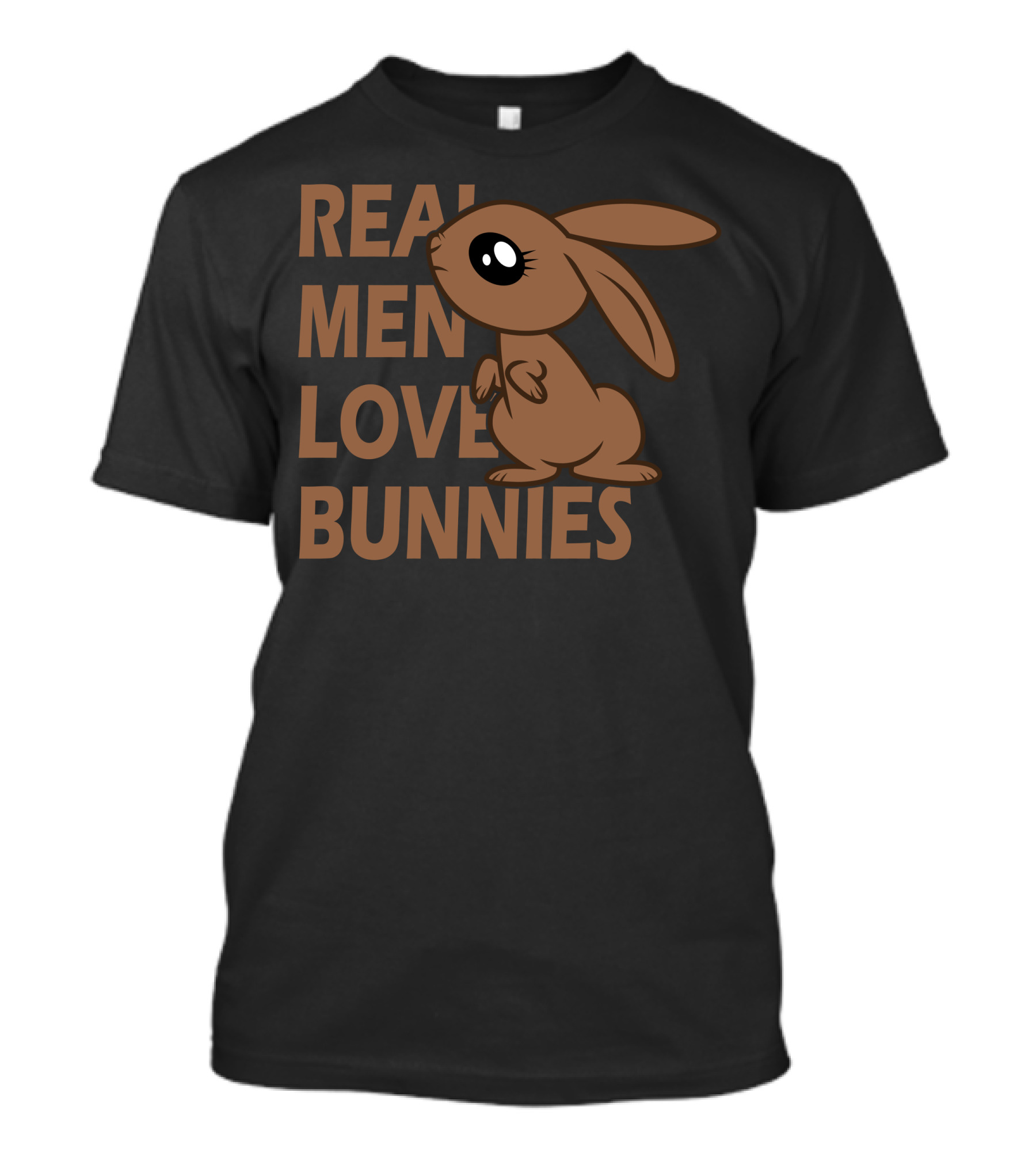 REAL MEN LOVE BUNNIES Cute Brown Cartoon Rabbit T-Shirt