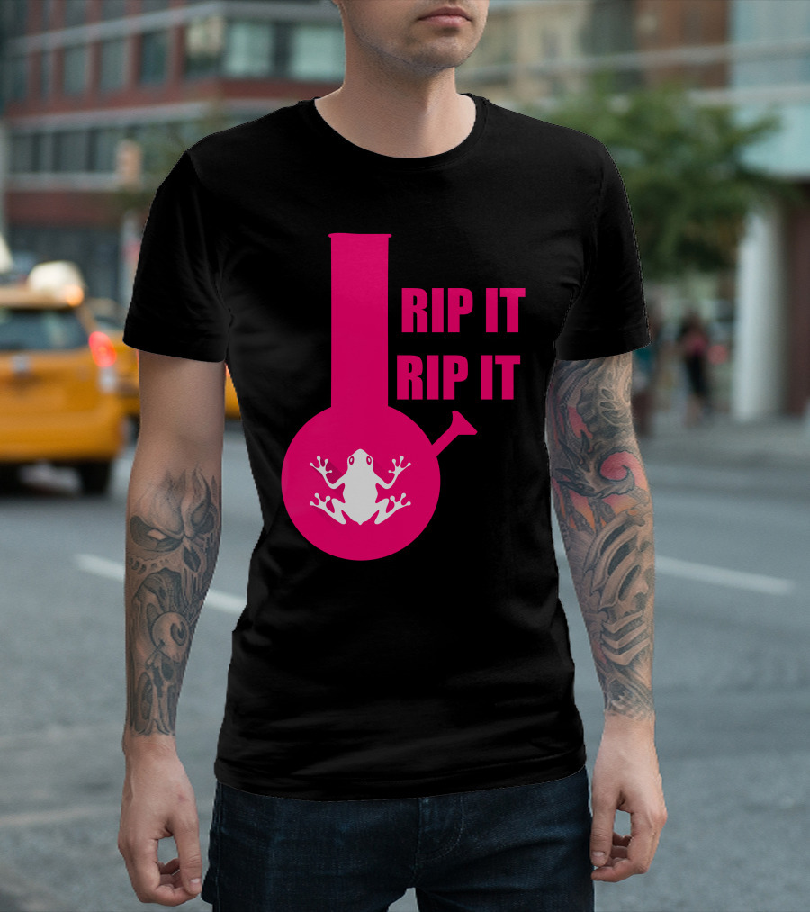 Rip It Rip It Frog On Pink Bong T-Shirt