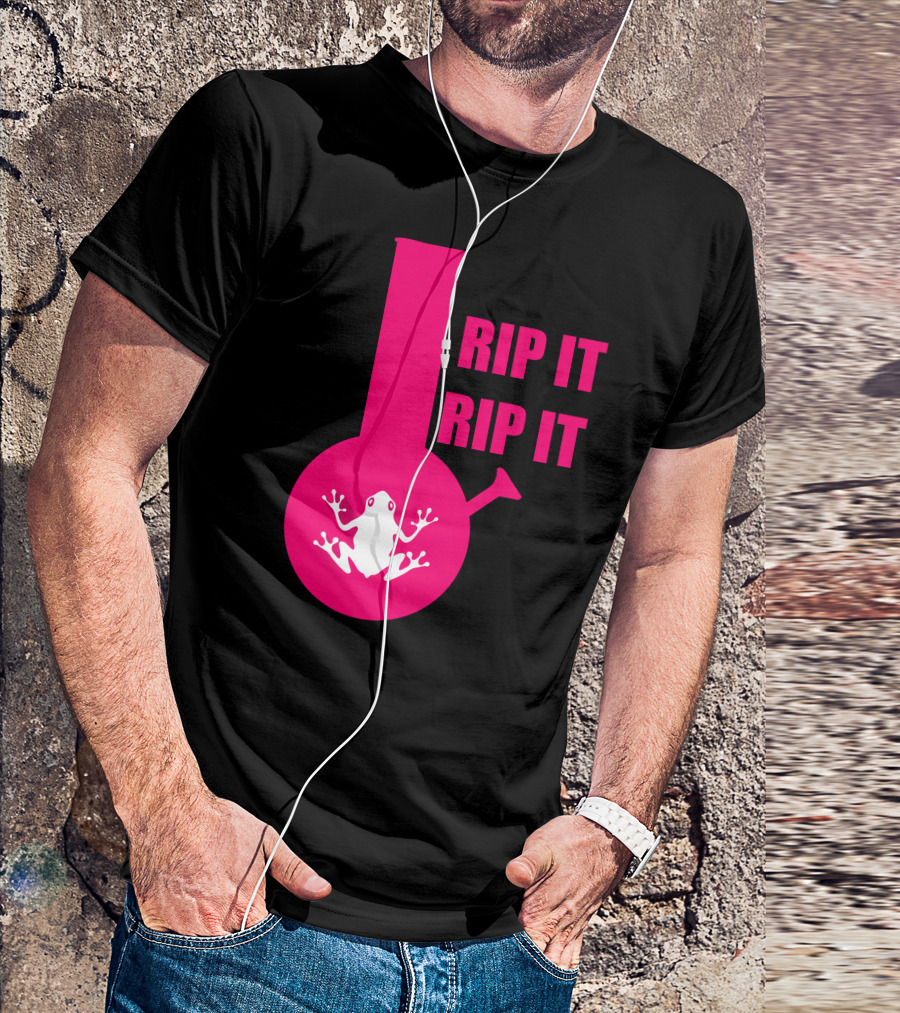 Rip It Rip It Frog On Pink Bong T-Shirt