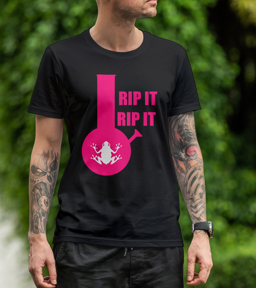 Rip It Rip It Frog On Pink Bong T-Shirt