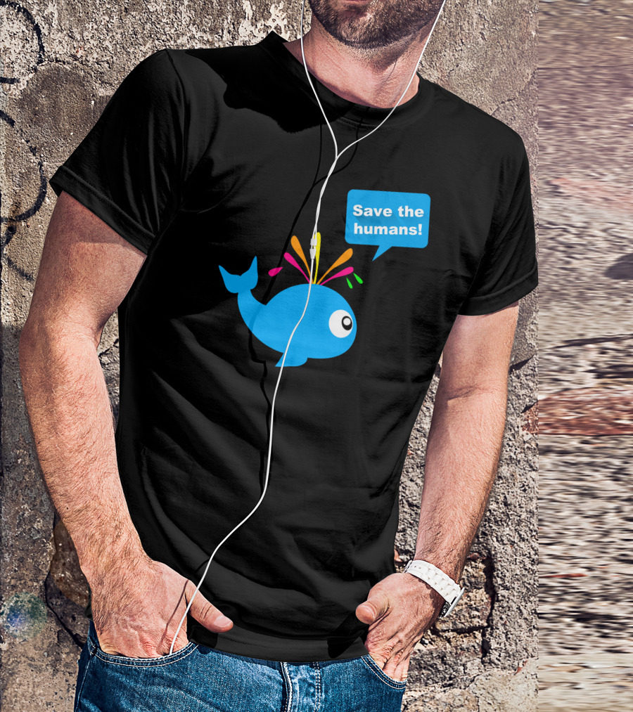 Save The Humans Colorful Whale Speech Bubble T-Shirt