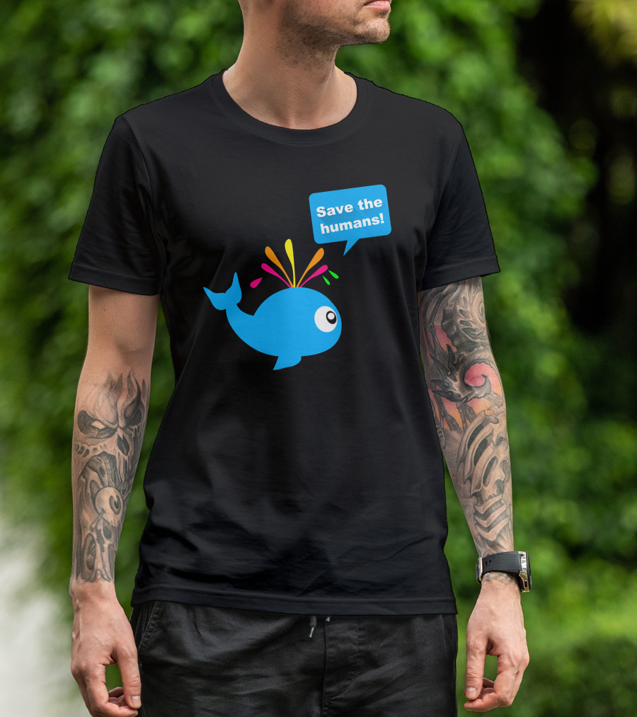 Save The Humans Colorful Whale Speech Bubble T-Shirt