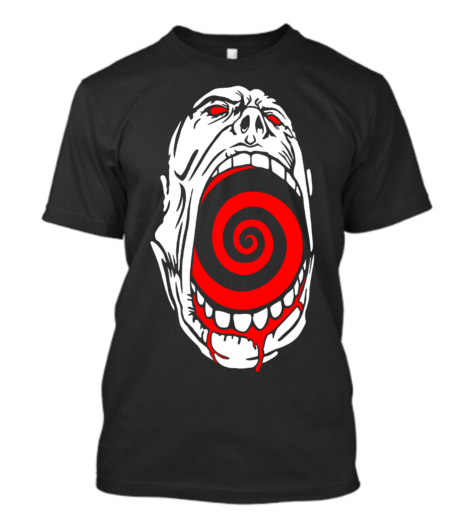 Screaming Face Swirling Red Spiral Mouth T-Shirt