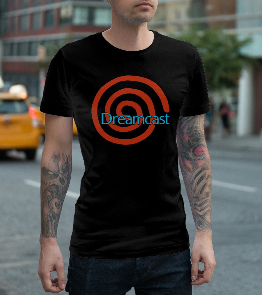 Dreamcast Red Spiral Icon With Blue Text T-Shirt