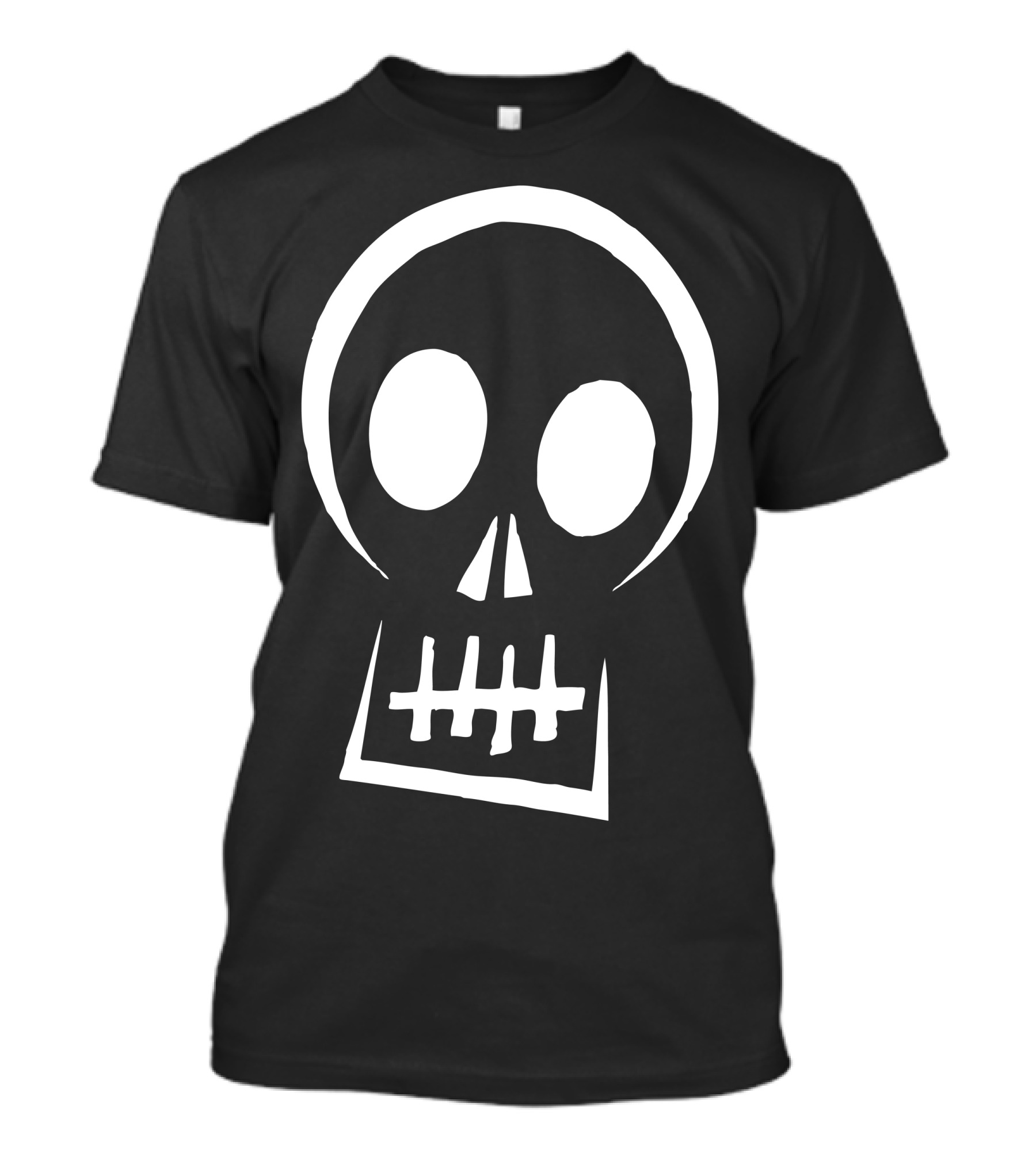 Simple Skull Bold White Outline T-Shirt