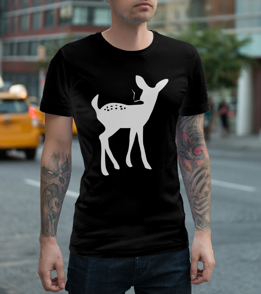 Smoking Fawn Deer Silhouette With Cigarette T-Shirt