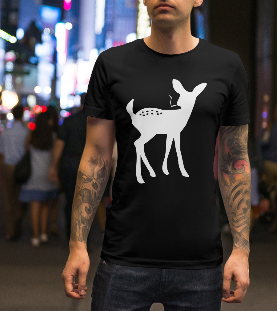Smoking Fawn Deer Silhouette With Cigarette T-Shirt