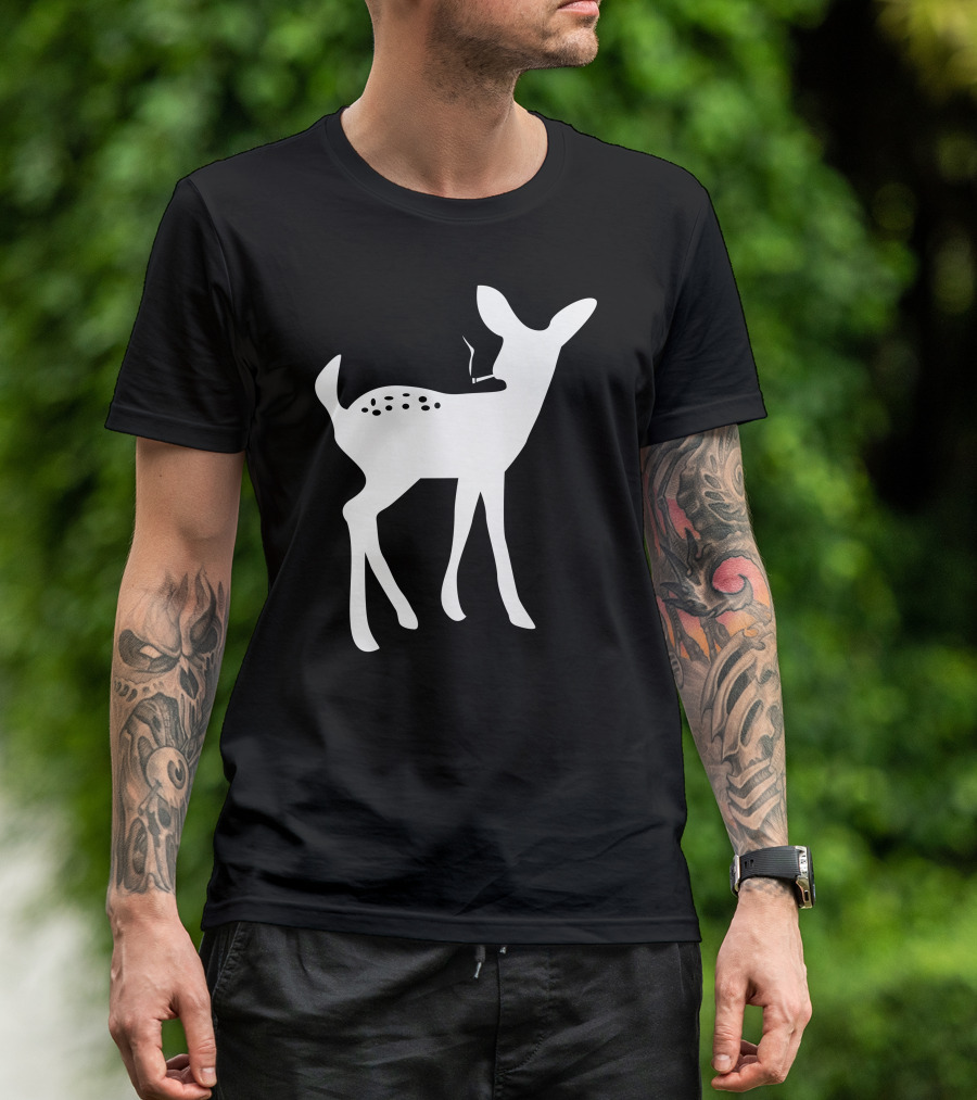 Smoking Fawn Deer Silhouette With Cigarette T-Shirt