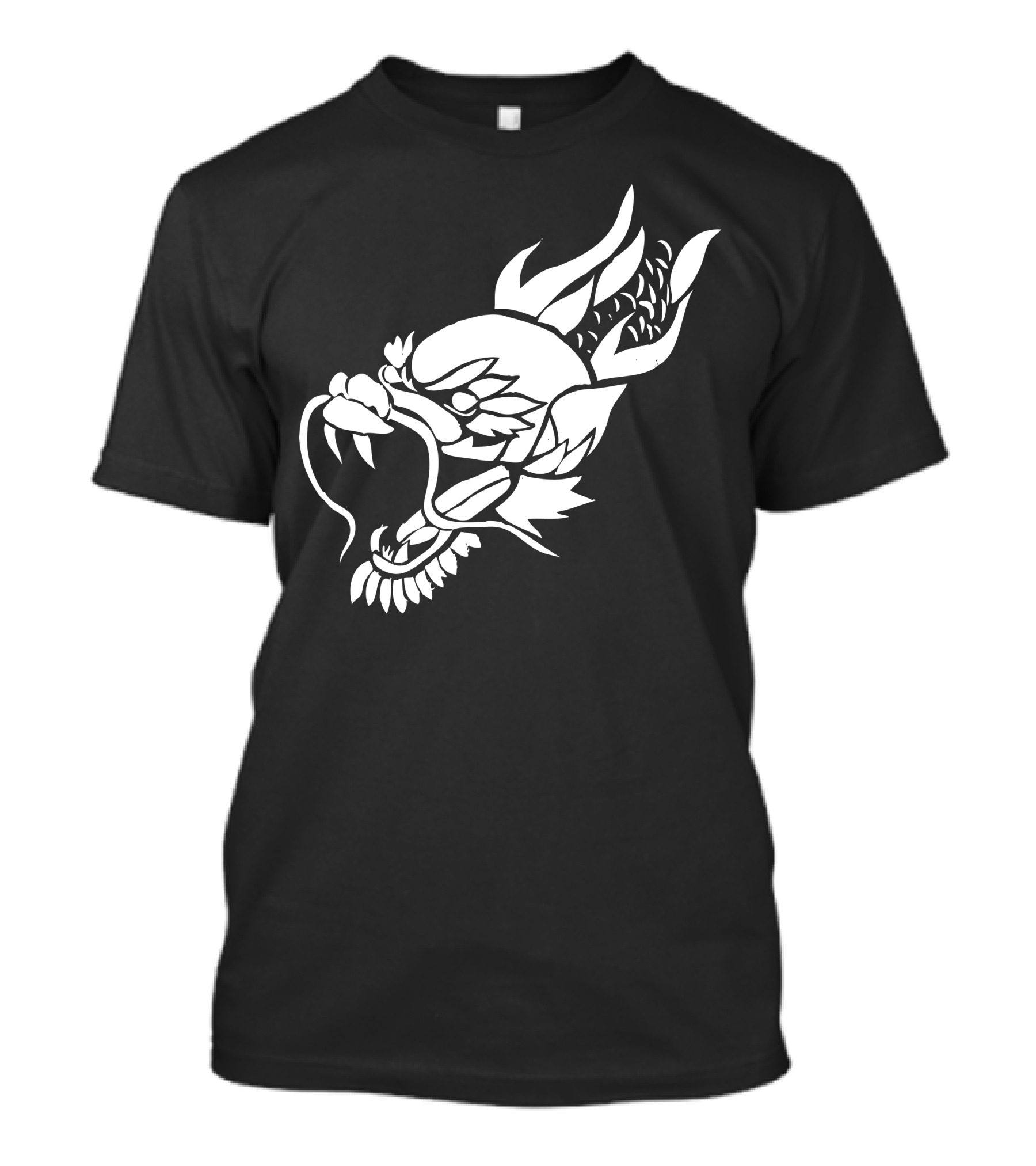 Snarling Dragon Head Icon Monochrome T-Shirt