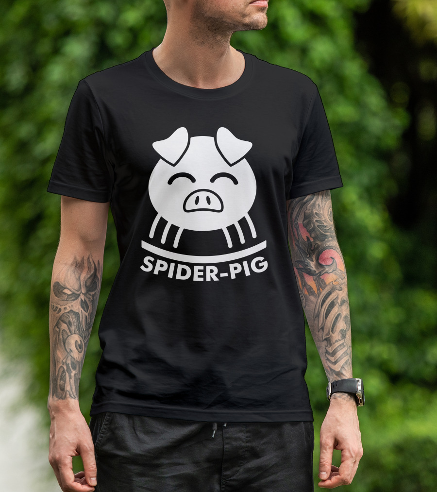 Spider-Pig Cartoon Pig Face T-Shirt