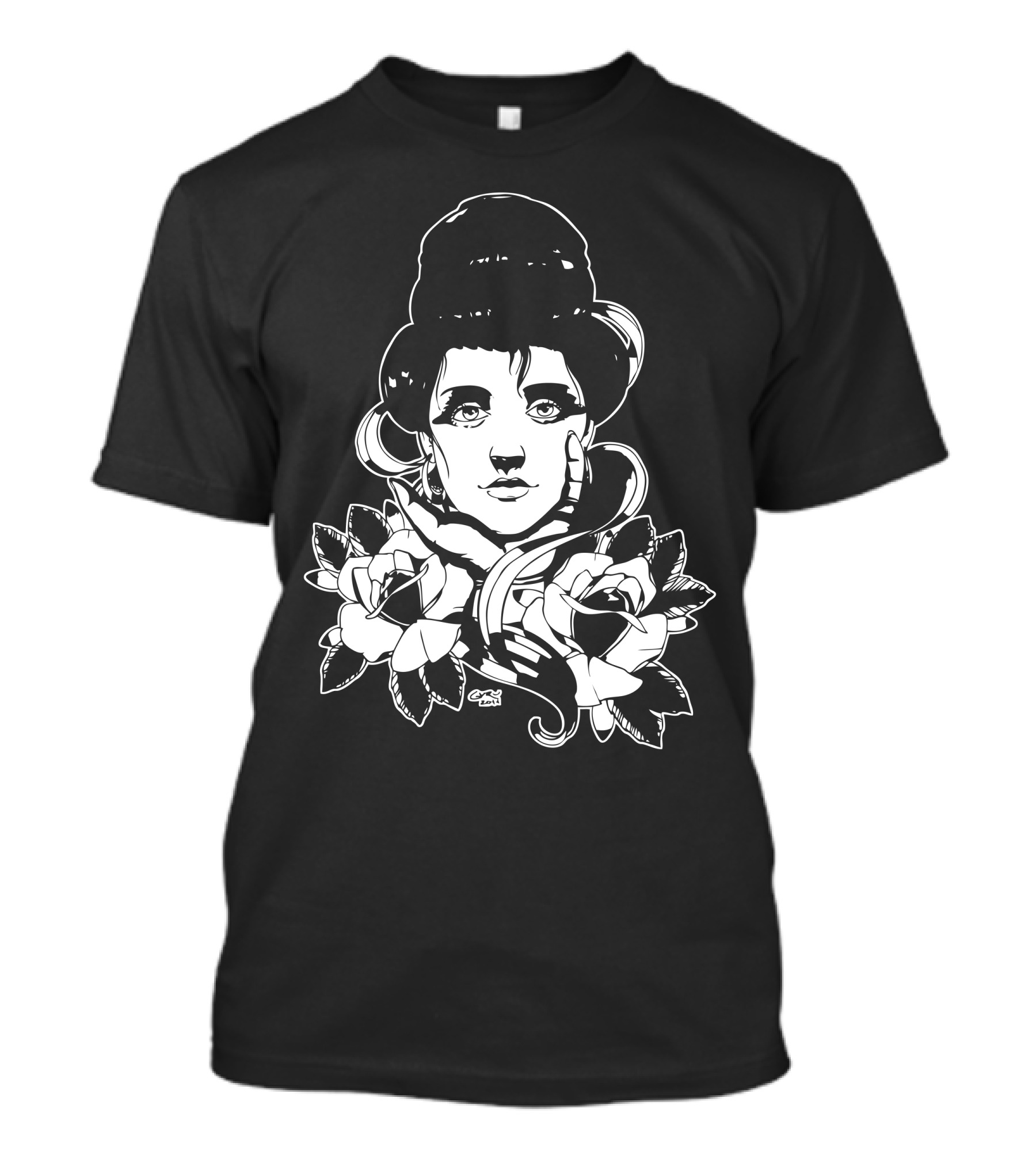 The Girl With The Roses Portrait With Floral Hair And Leaves T-Shirt