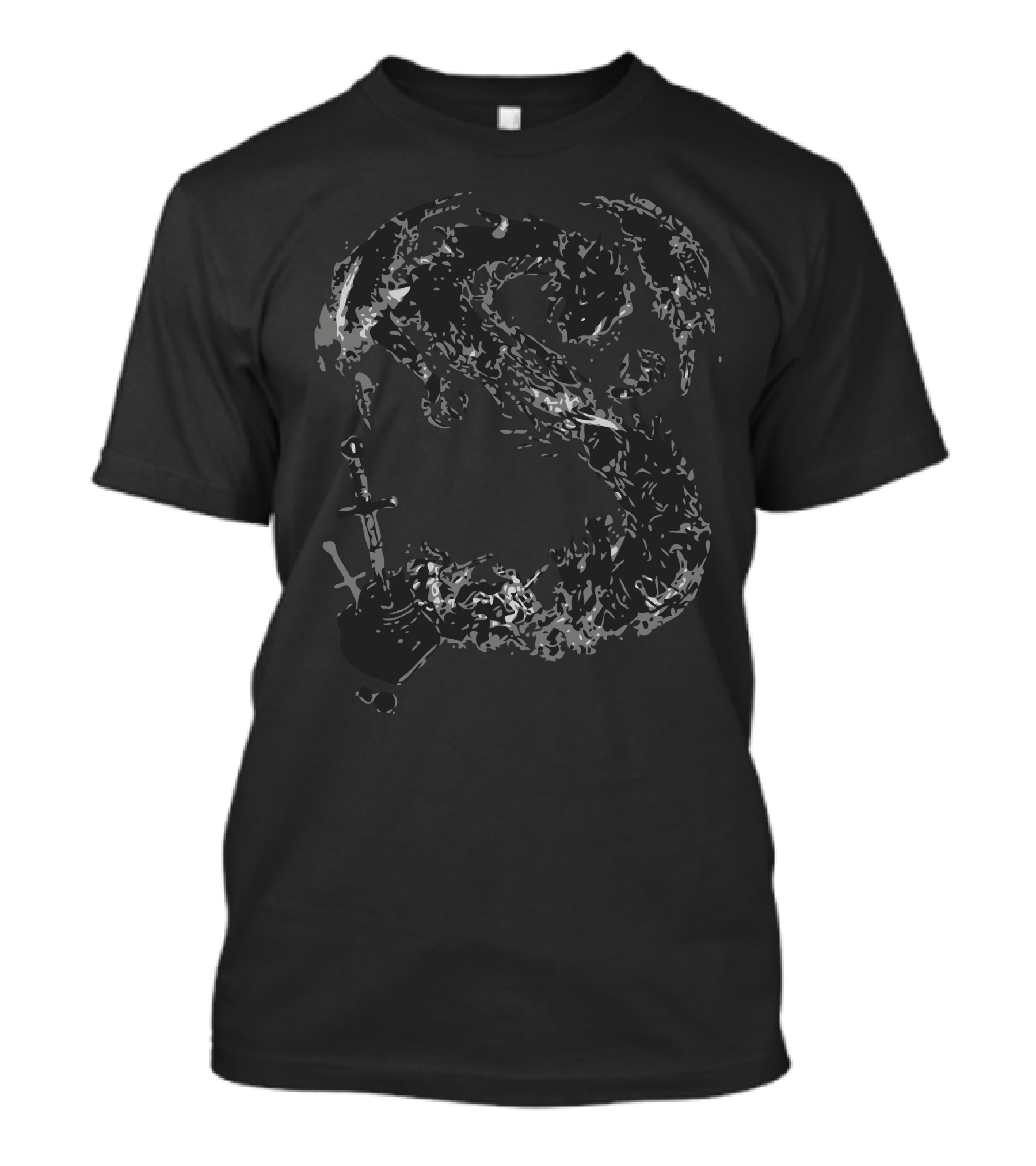 Sword And Inkwell Swirl Monogram T-Shirt