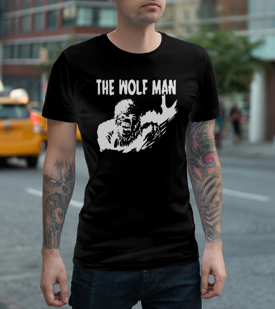 THE WOLF MAN Classic Horror Film Icon Retro White T-Shirt