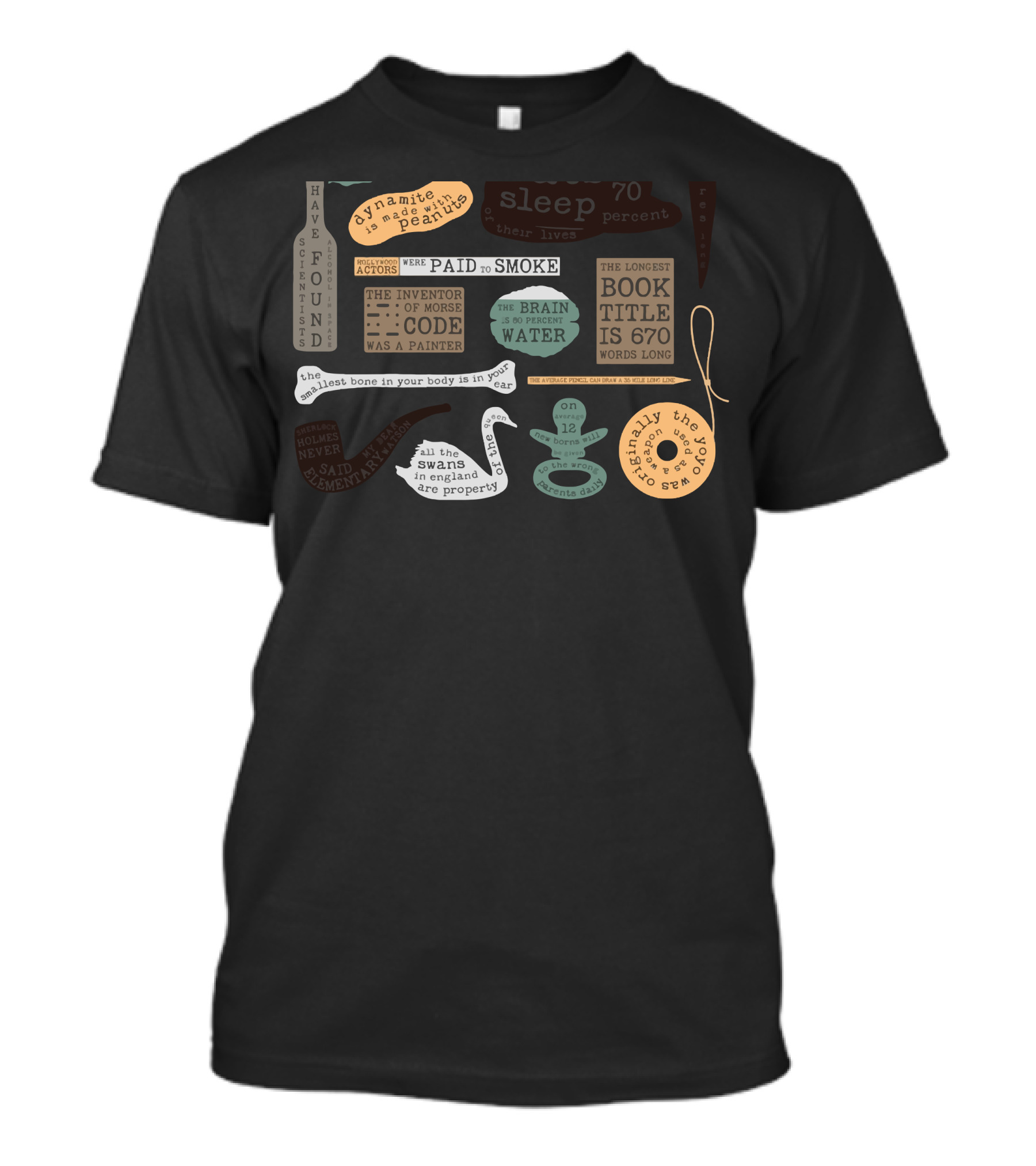 Dynamite Was Made With Peanuts Malboro Actors Paid To Smoke Morse Code Inventor Was A Painter Brain 80 Percent Water Longest Book Title 670 Words T-Shirt