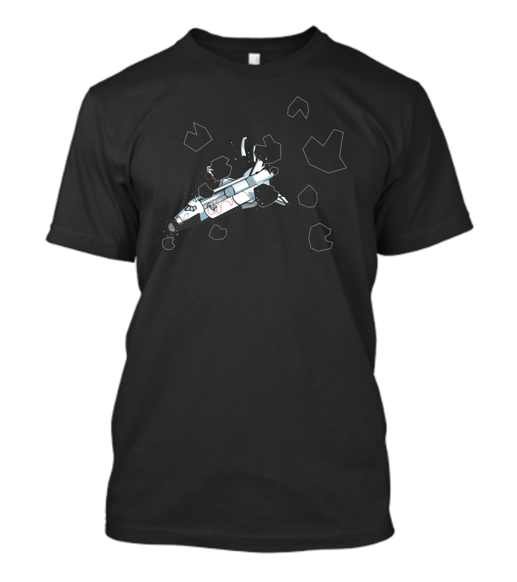 Space Shuttle Meets Retro Arcade Asteroid Ambush T-Shirt