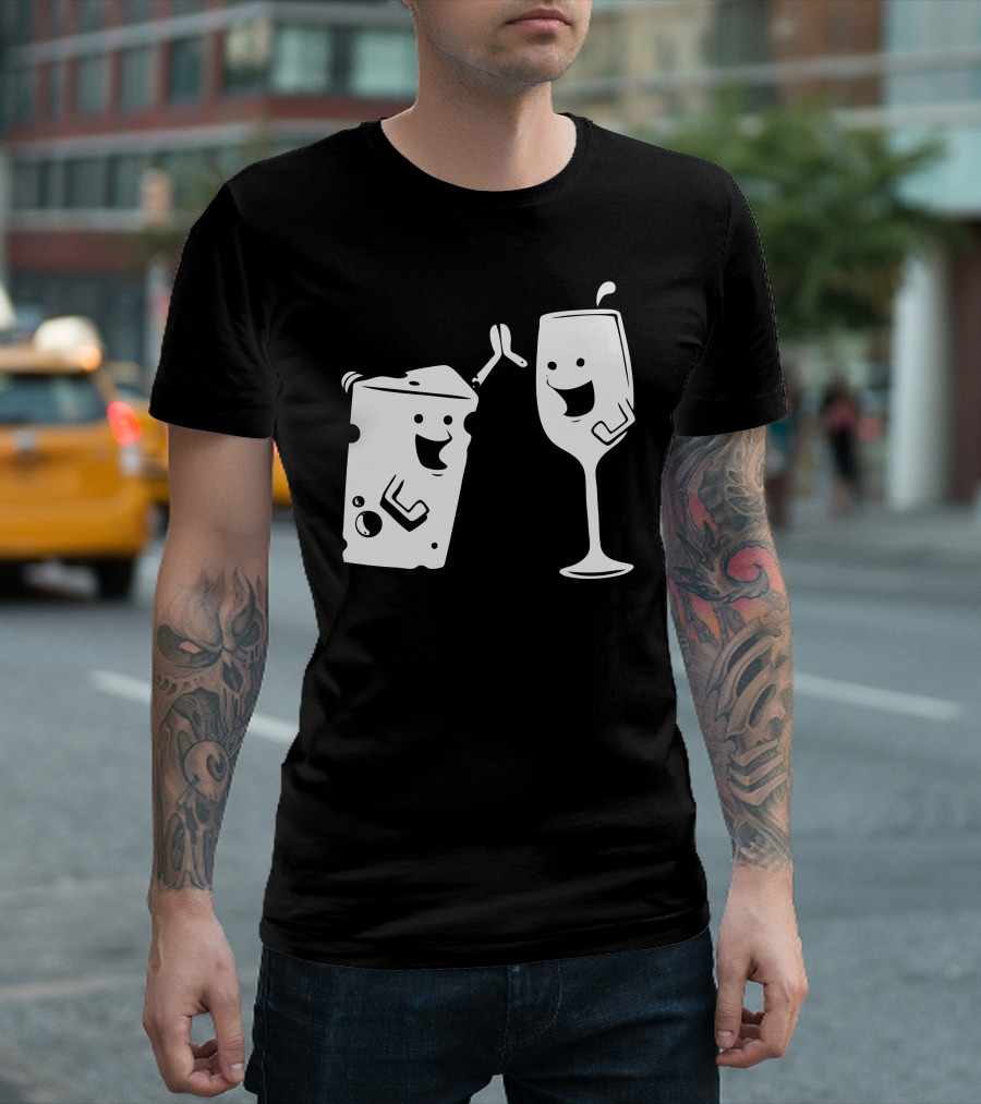 Wine And Cheese Toasting With Joyful Expressions T-Shirt