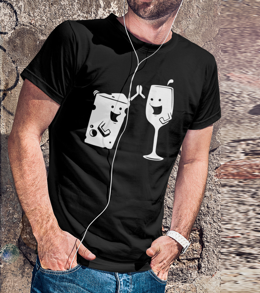 Wine And Cheese Toasting With Joyful Expressions T-Shirt