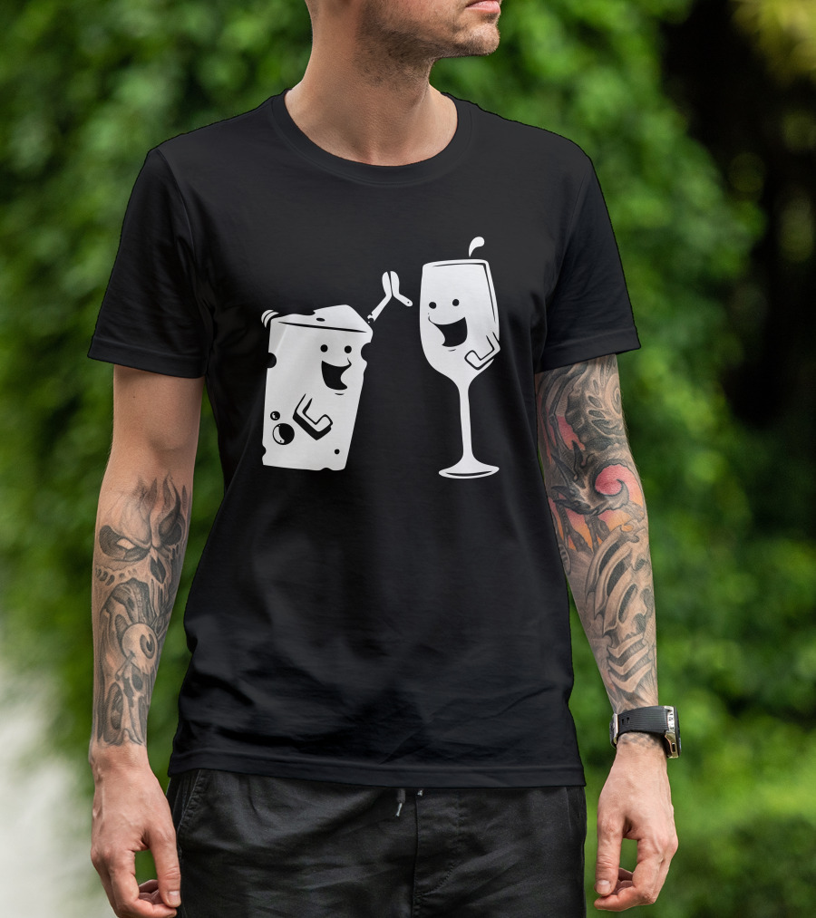 Wine And Cheese Toasting With Joyful Expressions T-Shirt