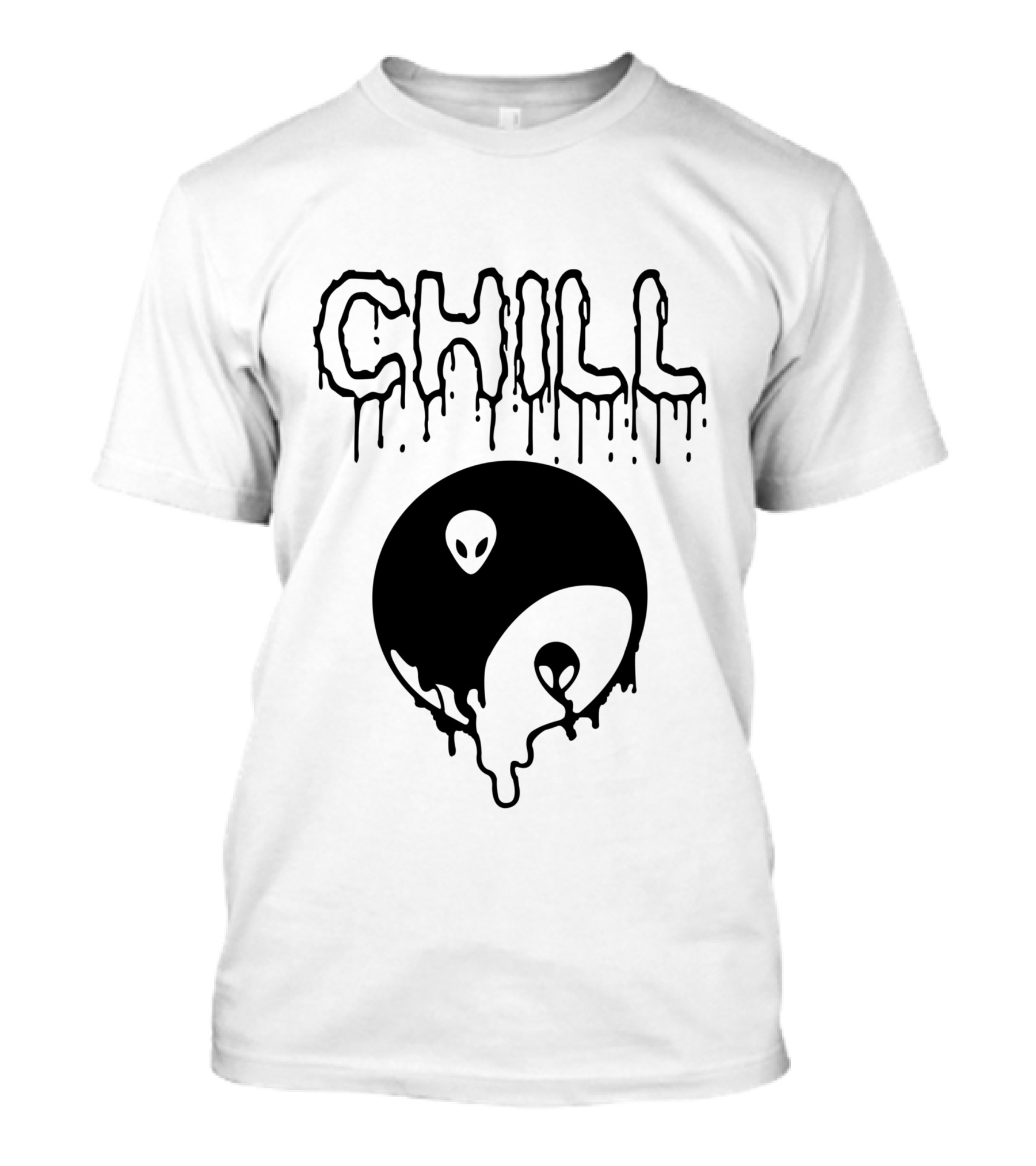 Chill Alien Yin Yang Dripping T-Shirt