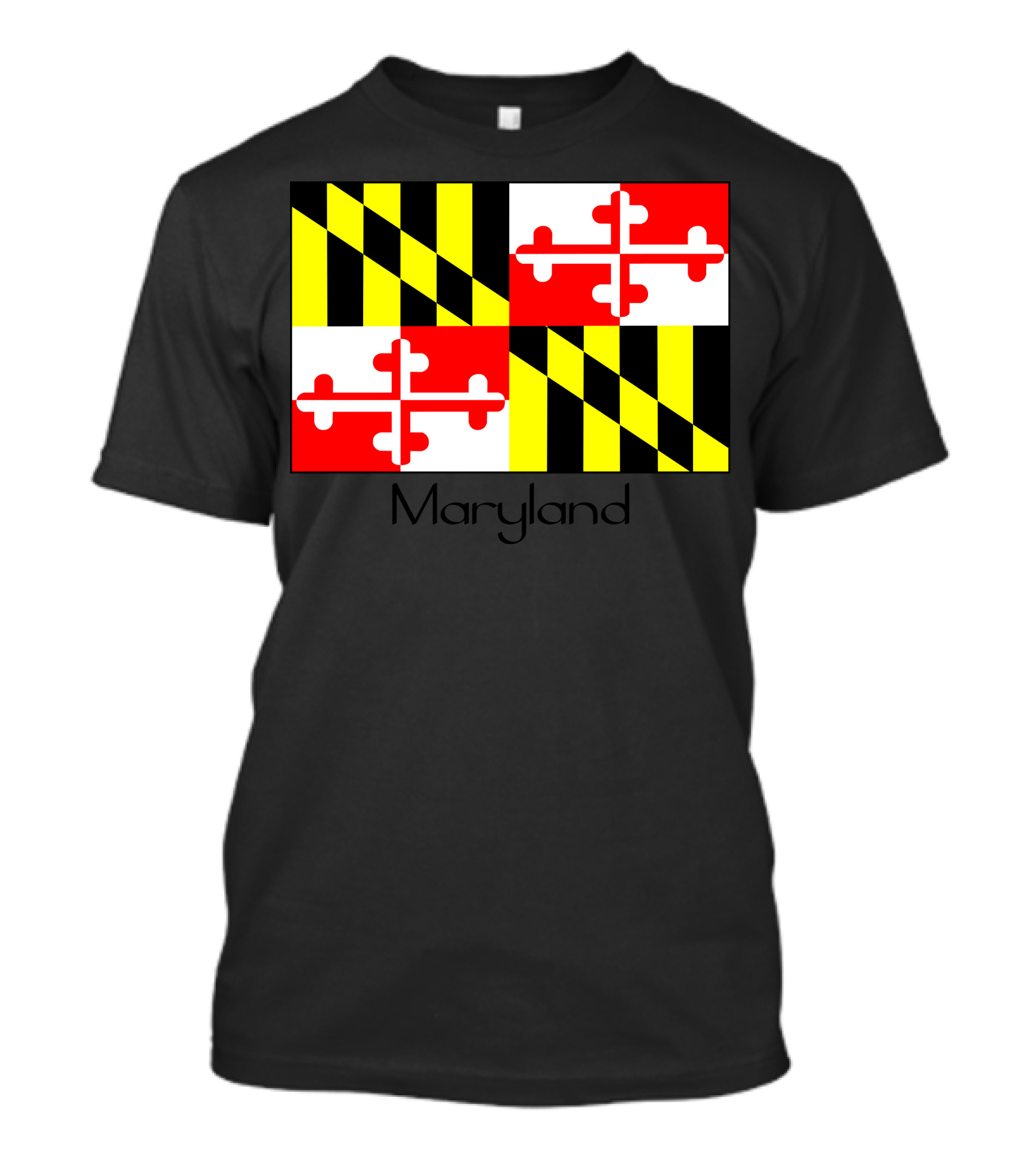 Maryland Flag Black And Gold Red Cross T-Shirt