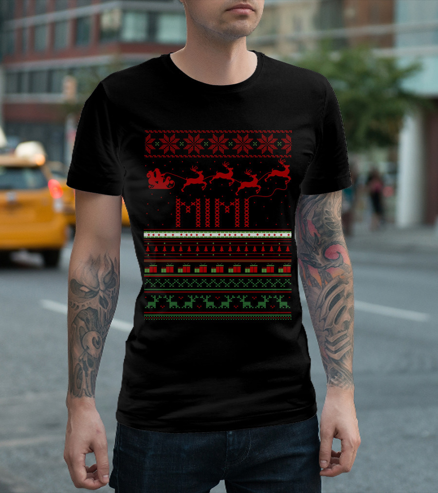 Mimi Christmas Reindeer Sleigh Festive Knit T-Shirt