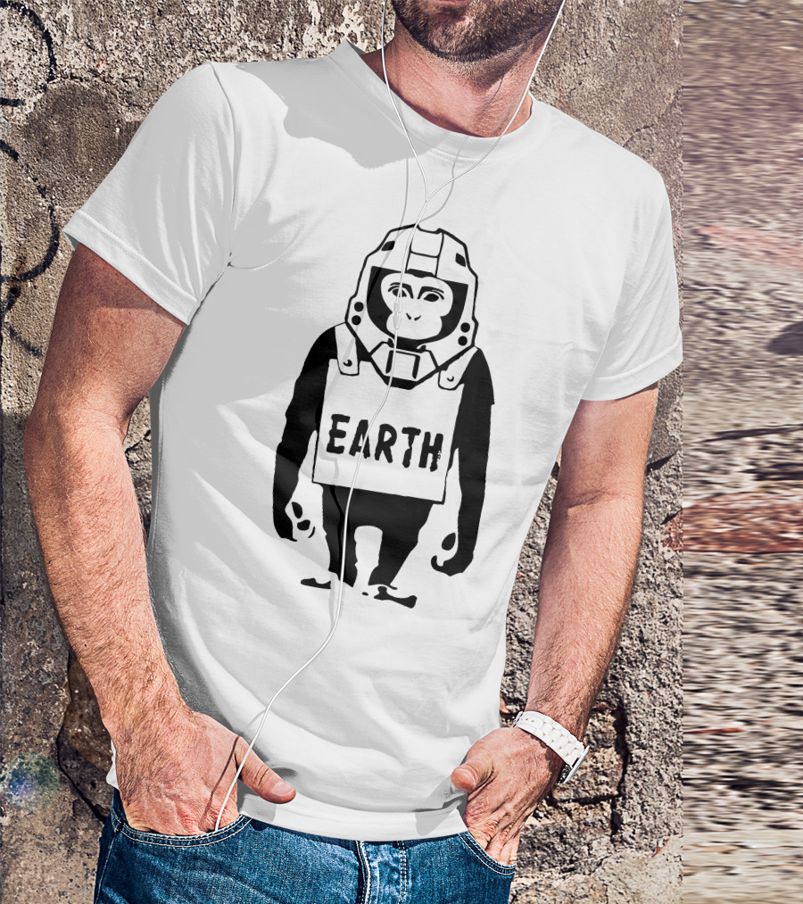 Earth Gorilla Astronaut Pop Culture Fusion T-Shirt