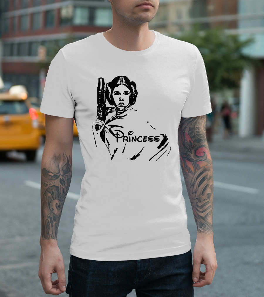 Princess Leia Holding Blaster Sketch T-Shirt