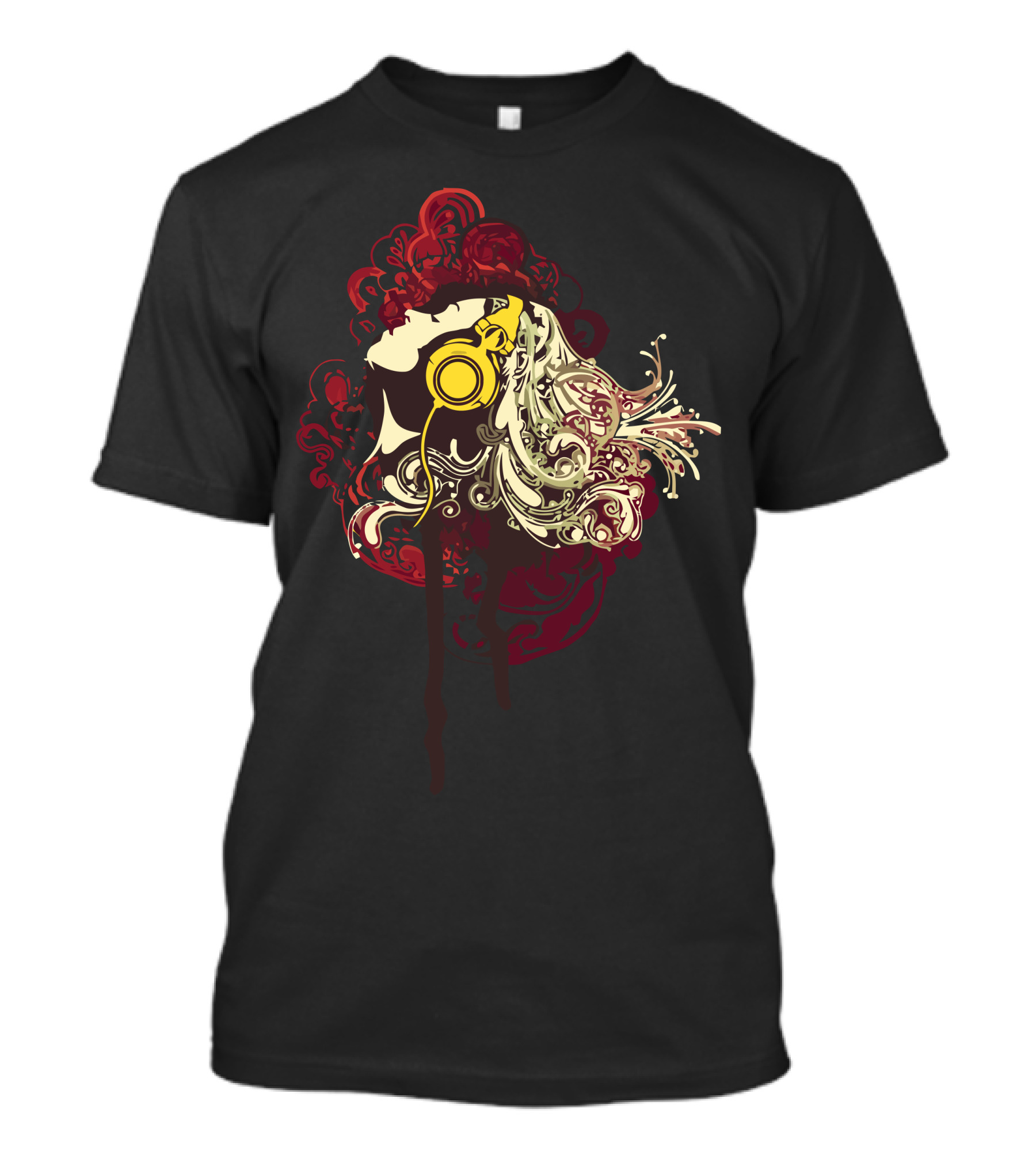 The Madness Of Miss Stereo Floral Headphones Art Deco T-Shirt