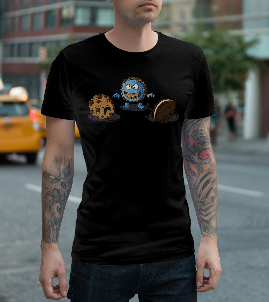 The Monster Cookie Chasing Oreo And Chocolate Chip T-Shirt