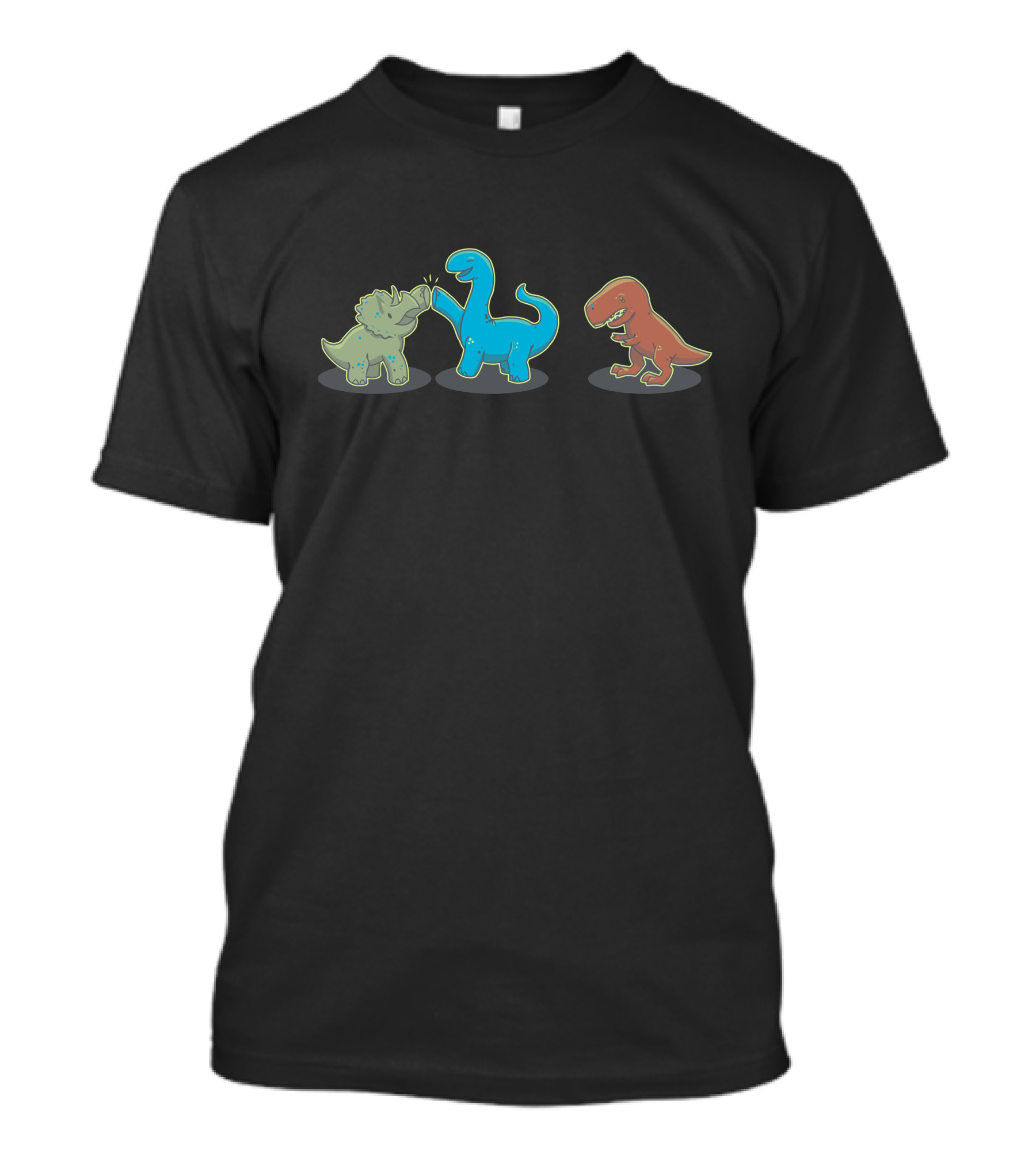 TheyRe Too Short Dinosaurs High-Five T-Rex Triceratops Brontosaurus T-Shirt
