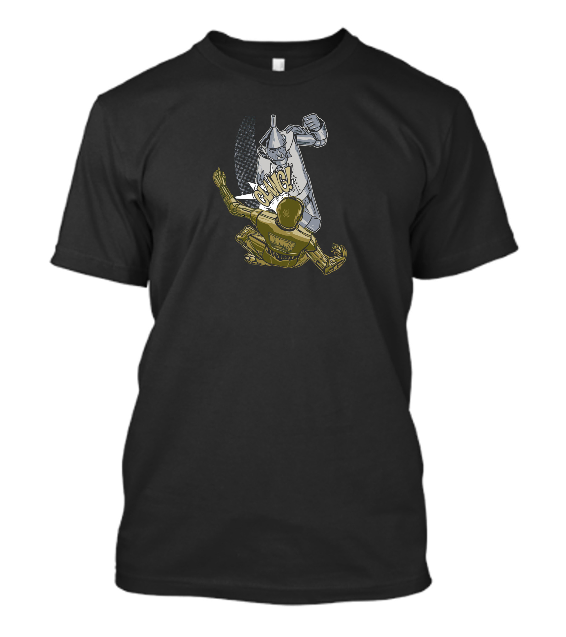 C3PO Vs Tin Man Comic Showdown Old Skool Fight T-Shirt