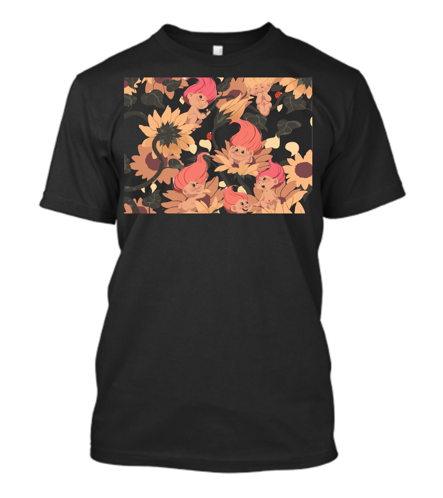 Trolling Trolls Among Sunflowers Floral T-Shirt