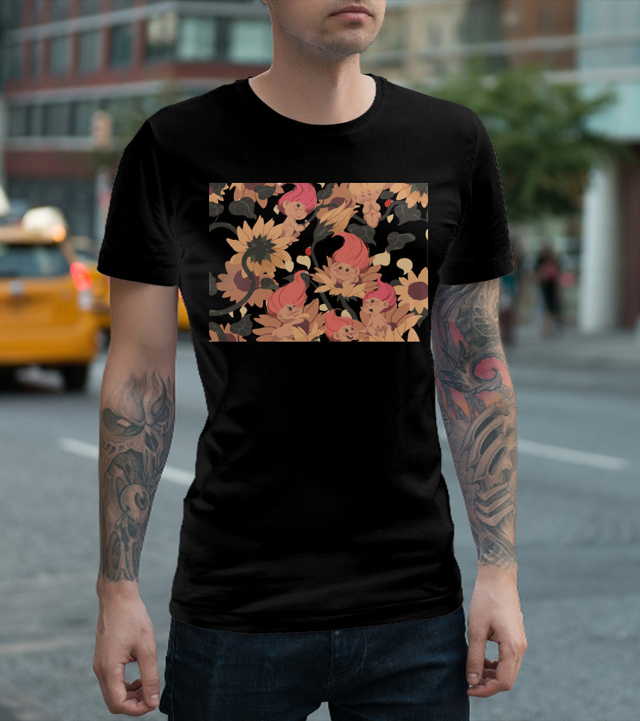Trolling Trolls Among Sunflowers Floral T-Shirt