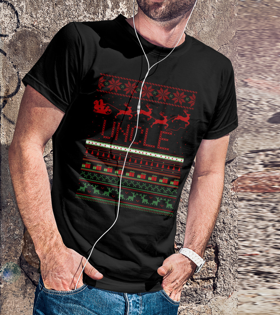 Uncle Christmas Reindeer Sleigh Ugly T-Shirt