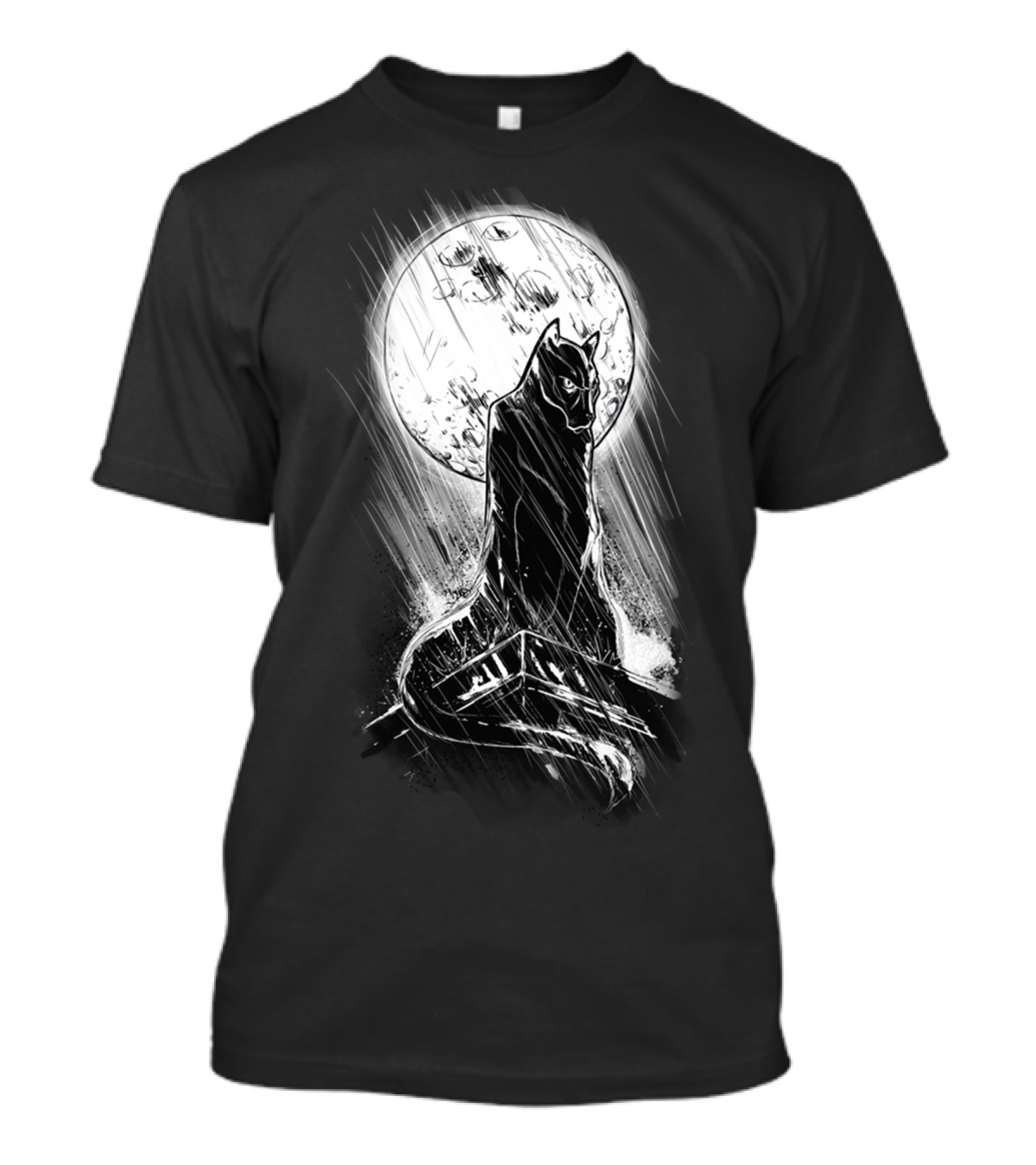 Batcat Who Are You Moonlit Feline Vigilante T-Shirt