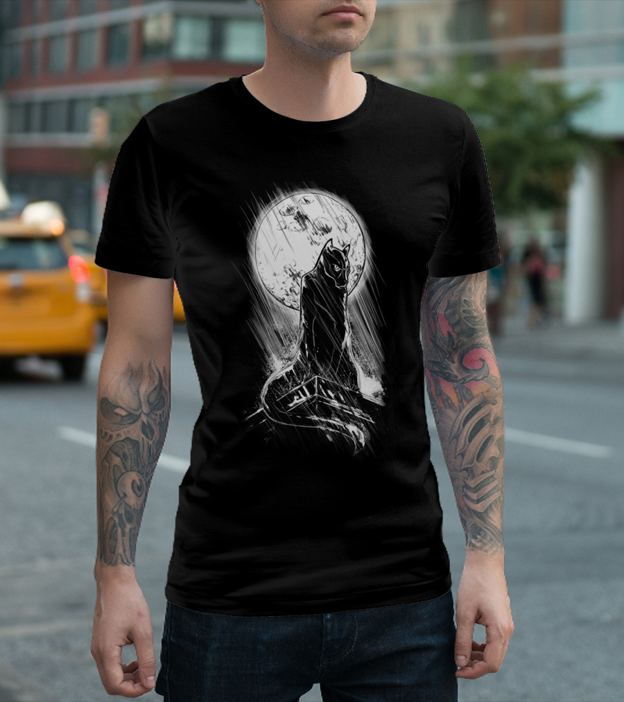 Batcat Who Are You Moonlit Feline Vigilante T-Shirt
