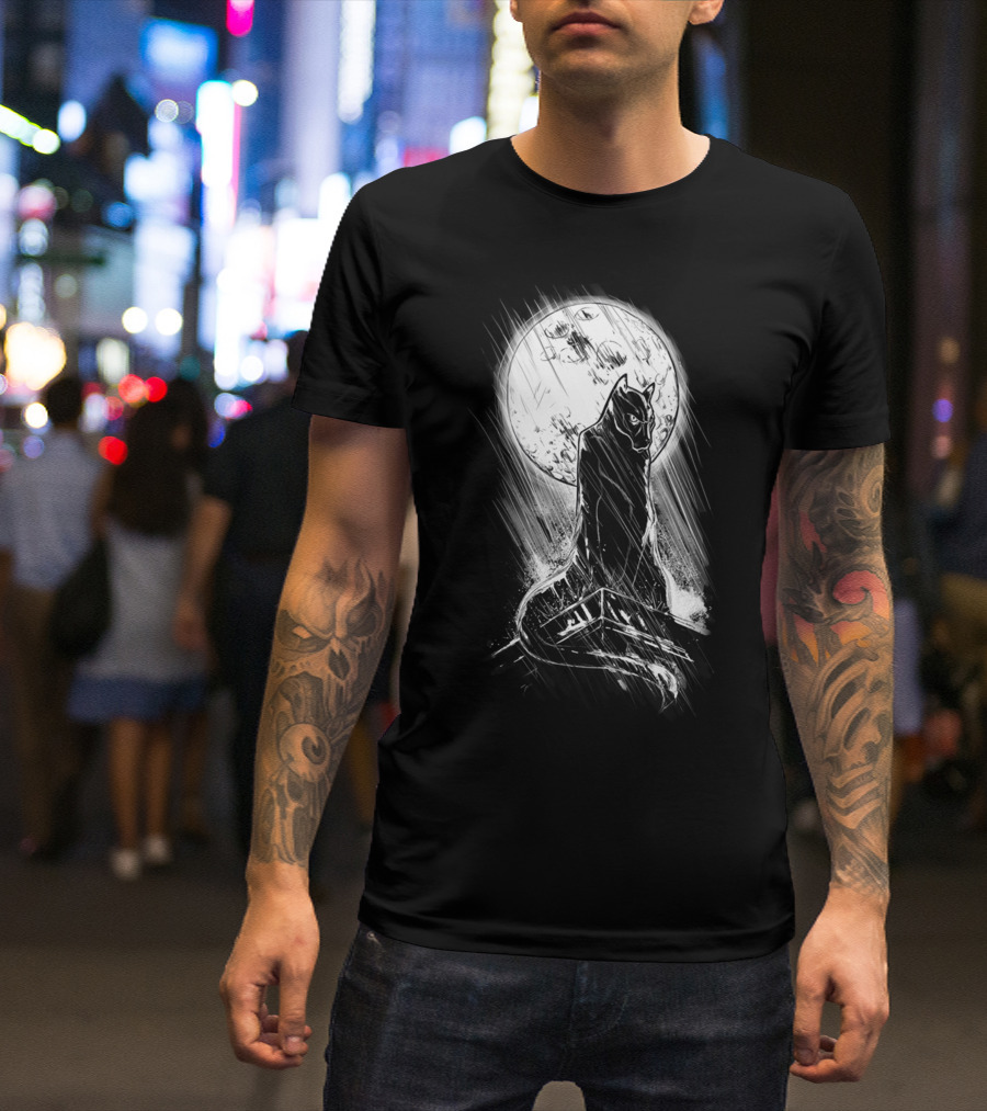 Batcat Who Are You Moonlit Feline Vigilante T-Shirt