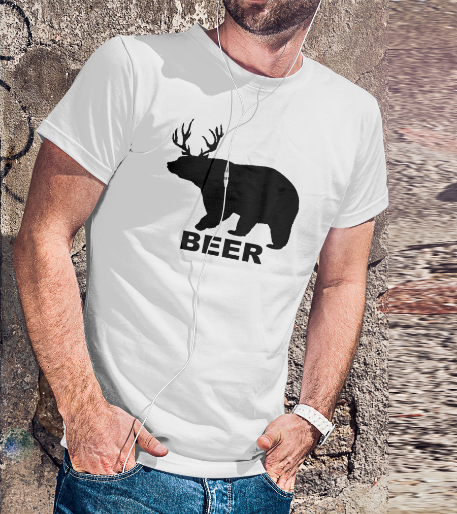 BEER Bear Moose Antlers T-Shirt