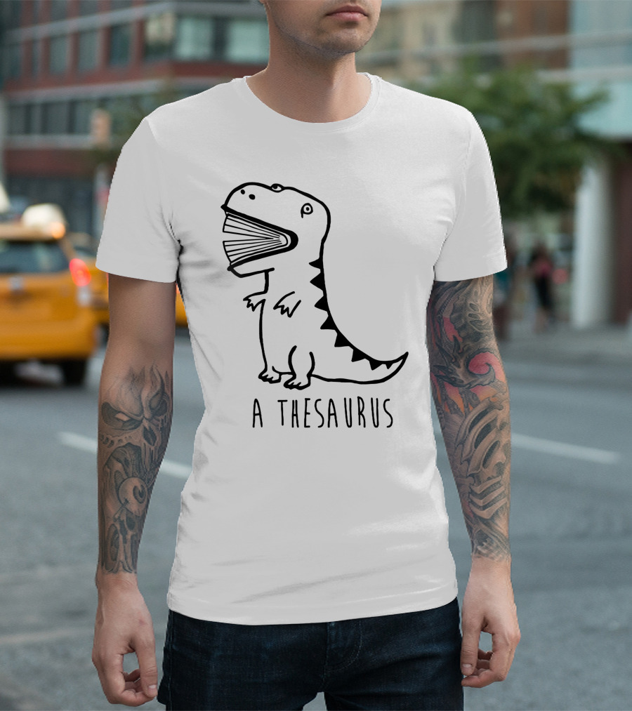 A Thesaurus Dinosaur with Open Book Mouth T-Shirt